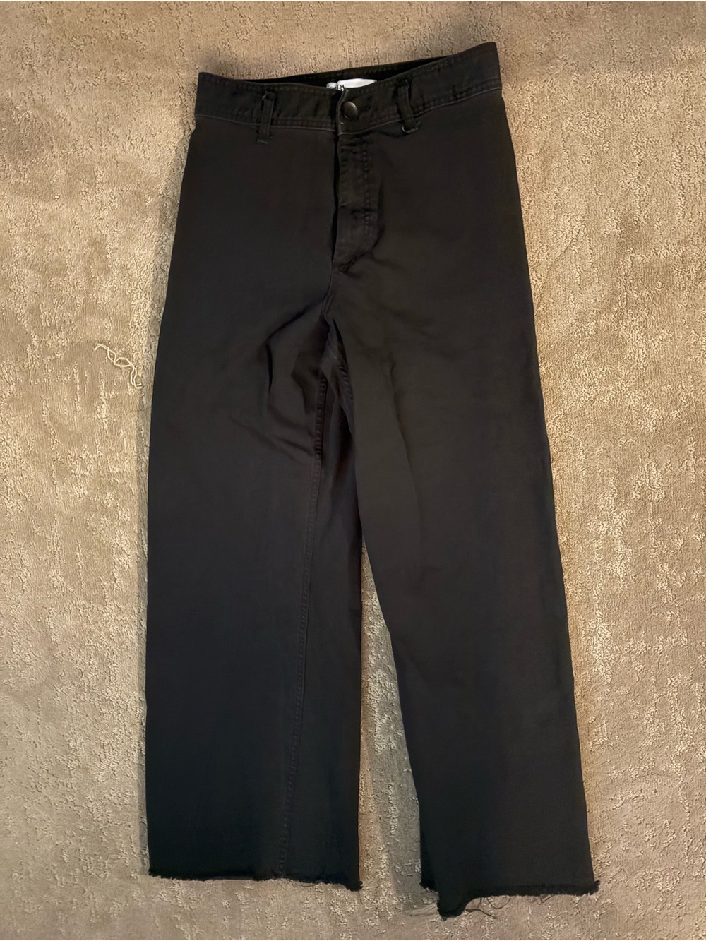 Zara Black Wide-Leg Jeans with Raw Hem